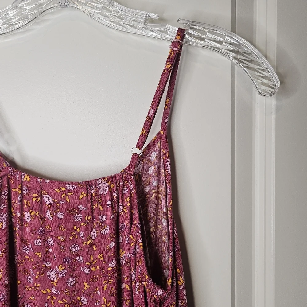 Girls Sundress Floral Pink Tiered Size 16 Boho Summer Dress Adjustable Straps - Picture 10 of 15